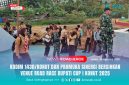 Anggota TNI Kodim 1430 Konawe Utara bersama Pramuka terlihat melakukan kegiatan gotong royong pembersihan lokasi venue Alun-alun Konasara pada Open Turnamen Road Race Bupati Cup I Konawe Utara Championship 2025. Suasana tampak penuh semangat dengan latar area terbuka, Sabtu (30/08/2025).