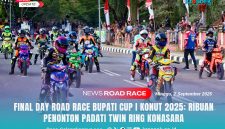 Open Turnamen Road Race Bupati Cup I Konawe Utara Championship 2025, Seluruh kelas memasuki babak Final di Sirkuit Jalan Raya Twin Ring Konasara, kompleks perkantoran Bupati Konawe Utara, Minggu (07/09/2025).