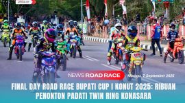 Open Turnamen Road Race Bupati Cup I Konawe Utara Championship 2025, Seluruh kelas memasuki babak Final di Sirkuit Jalan Raya Twin Ring Konasara, kompleks perkantoran Bupati Konawe Utara, Minggu (07/09/2025).