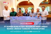 Perwakilan jamaah umrah lingkar tambang Konawe Utara bersama manajemen PT Sumber Bumi Putera saat pelepasan resmi peserta umrah di salah satu hotel di Kendari, Sulawesi Tenggara, sebelum keberangkatan. 18–25 Agustus 2025.