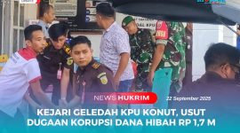 Tim Kejaksaan Negeri (Kejari) Konawe Utara bersama tim pengamanan TNI menggeledah kantor KPU Konawe Utara, Senin (22/9/2025), guna mengusut dugaan korupsi dana hibah senilai Rp1,7 miliar. 