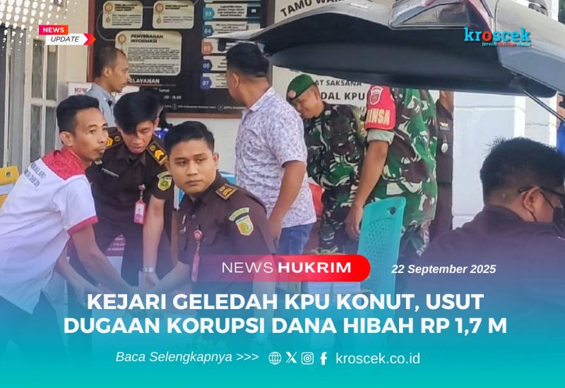 Tim Kejaksaan Negeri (Kejari) Konawe Utara bersama tim pengamanan TNI menggeledah kantor KPU Konawe Utara, Senin (22/9/2025), guna mengusut dugaan korupsi dana hibah senilai Rp1,7 miliar. 