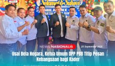 Ketua Umum DPP PBB, Gugum Ridho Putra bersama jajaran pengurus dan kader berfoto pada acara Milad PBB.