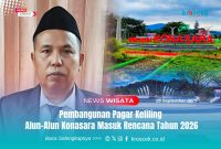 Kepala Badan Keuangan dan Aset Daerah (BKAD) Kabupaten Konawe Utara (Konut), Drs. Irwan, dan Landmark Alun-alun Konasara di Jantung Ibu Kota Wanggudu, Jum'at (26/09/2025).
