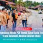 Petugas kepolisian bersama warga berada di lokasi kejadian kecelakaan di Jalan Trans Sulawesi, Desa Lapulu, Kecamatan Lembo, Konawe Utara, Sabtu (27/9/2025).