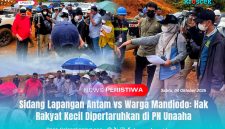 ANTAM VS WARGA - Majelis hakim PN Unaaha meninjau langsung batas wilayah yang disengketakan antara warga dan perusahaan tambang dalam sidang lapangan di areal IUP PT Antam, Jum'at (03/10/2025).