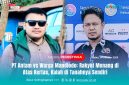Ketua Koalisi Rakyat Konawe Utara untuk Keadilan Tambang, Hendrik (Kacamata), dan Koordinator Forum Komunikasi Wartawan (Forkawa) Konawe Utara, Syaifuddin.