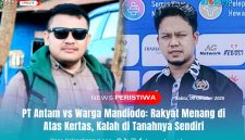 Ketua Koalisi Rakyat Konawe Utara untuk Keadilan Tambang, Hendrik (Kacamata), dan Koordinator Forum Komunikasi Wartawan (Forkawa) Konawe Utara, Syaifuddin.