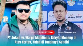 Ketua Koalisi Rakyat Konawe Utara untuk Keadilan Tambang, Hendrik (Kacamata), dan Koordinator Forum Komunikasi Wartawan (Forkawa) Konawe Utara, Syaifuddin.
