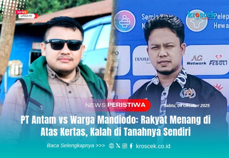 Ketua Koalisi Rakyat Konawe Utara untuk Keadilan Tambang, Hendrik (Kacamata), dan Koordinator Forum Komunikasi Wartawan (Forkawa) Konawe Utara, Syaifuddin.