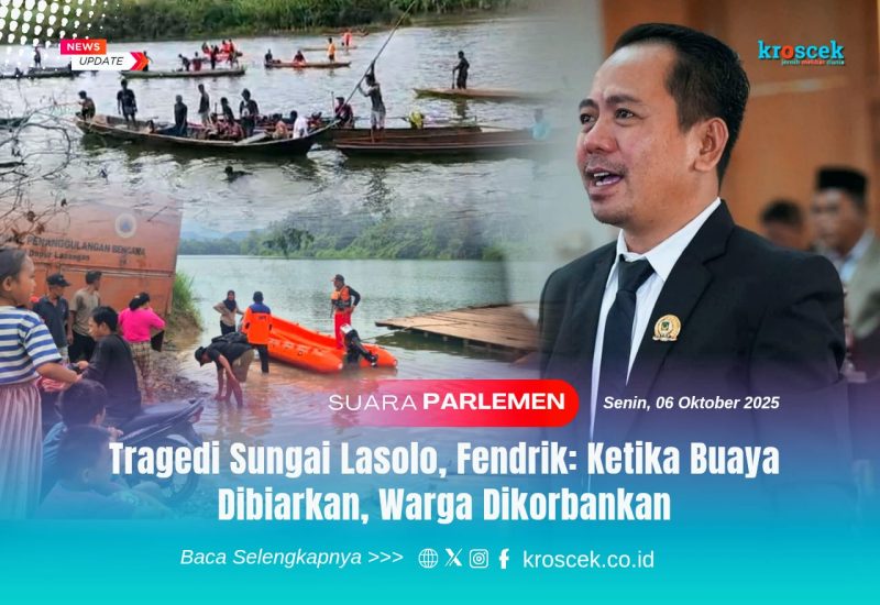 Anggota DPRD Konawe Utara, Fendrik, S.Kom, menyoroti tragedi diterkamnya warga di Sungai Lasolo. Ia meminta BKSDA Sultra, segera bertindak agar peristiwa serupa tidak terulang. Tim gabungan BPBD Konut, Damkar Konut, Basarnas, dan warga tampak melakukan pencarian korban di lokasi kejadian, Senin (6/10/2025).