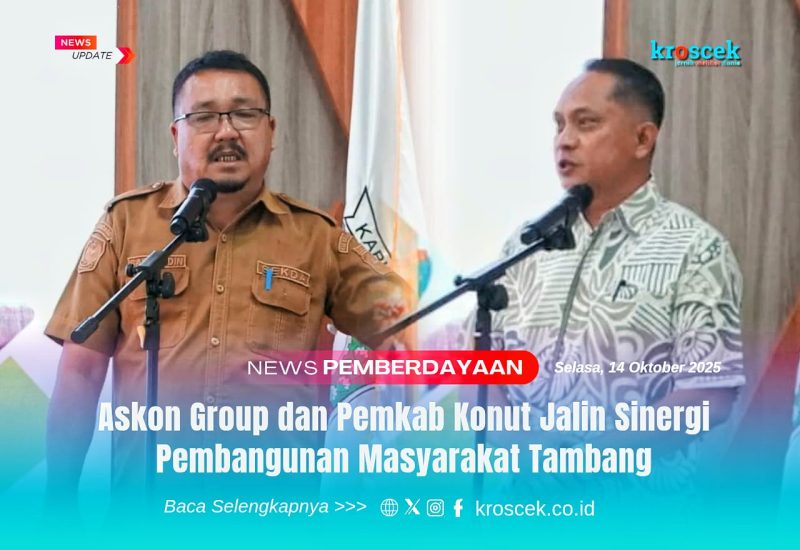 FORUM DISCUSSION GROUP - Sekretaris Daerah Kabupaten Konawe Utara, Dr. Safruddin, S.Pd., M.Pd., bersama Manager Legal & External Affairs Askon Group, Bambang Wijonarko, saat membuka kegiatan Forum Group Discussion (FGD) penyusunan Rencana Induk Program Pengembangan dan Pemberdayaan Masyarakat (RI PPM), Selasa (14/10/2025).