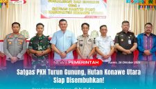 Bupati Konawe Utara, H. Ikbar, S.H., M.H., bersama unsur Forkopimda dan Satgas Kamtib Kabupaten Konawe Utara dalam kegiatan Sosialisasi dan Edukasi Satgas PKH, Kamis (16/10/2025). Kegiatan ini menegaskan sinergi lintas sektor dalam menjaga keamanan, ketertiban, dan keberlanjutan lingkungan daerah.