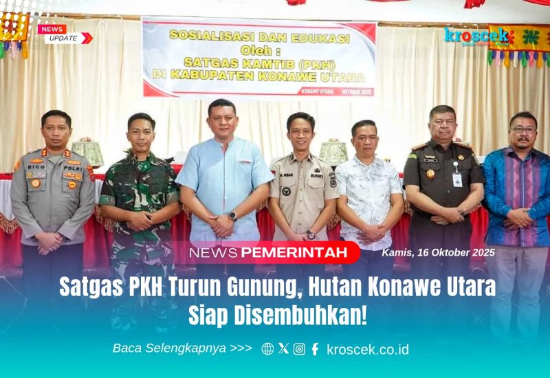 Bupati Konawe Utara, H. Ikbar, S.H., M.H., bersama unsur Forkopimda dan Satgas Kamtib Kabupaten Konawe Utara dalam kegiatan Sosialisasi dan Edukasi Satgas PKH, Kamis (16/10/2025). Kegiatan ini menegaskan sinergi lintas sektor dalam menjaga keamanan, ketertiban, dan keberlanjutan lingkungan daerah.