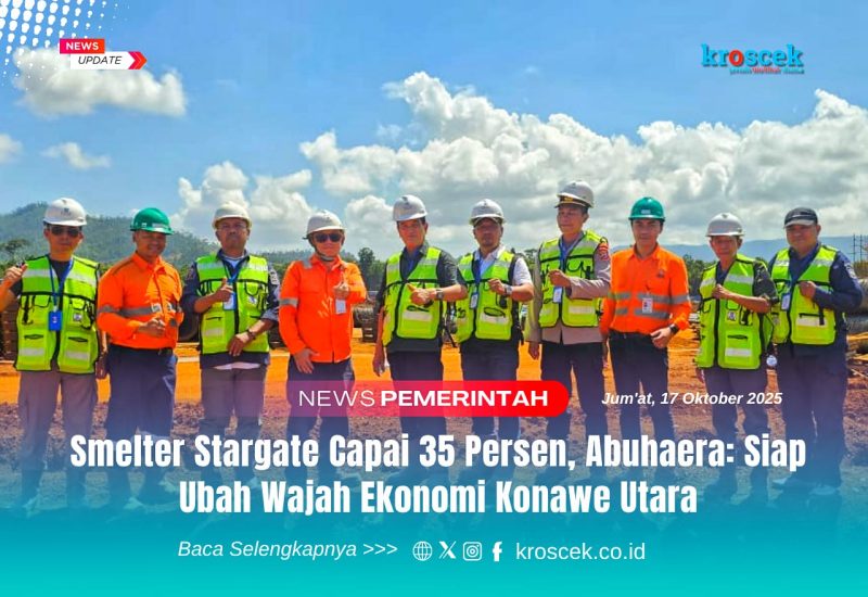 Wakil Bupati Konawe Utara, H. Abuhaera, S.Sos., M.Si., bersama jajaran manajemen PT Stargate Pasific Resources (SPR) saat meninjau progres pembangunan smelter di Desa Molore, Kecamatan Langgikima, Kamis (16/10/2025). Proyek yang telah mencapai 35 persen ini diharapkan menjadi motor penggerak transformasi ekonomi daerah melalui hilirisasi industri nikel.