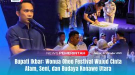 Suasana pembukaan Wonua Oheo Camping Festival 2025 di Pantai Taipa, Jumat malam (17/10/2025). Kegiatan ini menjadi wadah kolaborasi antara alam, budaya, dan generasi muda Konawe Utara dalam memperkuat semangat pariwisata berkelanjutan.