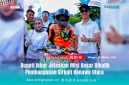 SIRKUIT KONASARA - Bupati Konawe Utara, H. Ikbar, S.H., M.H., (Kacamata) bersama Ketua Dewan Pembina IMI Konawe Utara, Hj. Wisra Wastawati, S.Tr.Keb., (Jilbab) saat mendampingi Pembalap AIMAN89, Handy Tuahatu, serta sejumlah panitia dan peserta berfoto di sela kegiatan Road Race Bupati Cup I Konawe Utara Championship 2025, Minggu (7/09/2025). Event ini menjadi momentum awal menuju pembangunan sirkuit permanen di Kecamatan Wawolesea.
