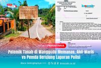 Papan tanda bertuliskan “Tanah Milik Alm. Nurdin Tepamba” berdiri di lokasi pemalangan jalan di Kelurahan Wanggudu, Kecamatan Asera, Kabupaten Konawe Utara. Aksi pemblokiran ini dilakukan oleh ahli waris sebagai bentuk protes terhadap klaim ganti rugi tanah yang belum terselesaikan.