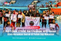 WTFC Konawe Utara - Atlet Wanggudu Taekwondo Fighter Club (WTFC) Konawe Utara foto bersama usai meraih prestasi gemilang di ajang Poltek Cup 2025 di Makassar, dengan torehan 3 emas, 2 perak, dan 1 perunggu, Minggu (26/10/2025).