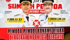 Hari Sumpah Pemuda ke-97 dari Bupati dan Wakil Bupati Konawe Utara, bertema Pemuda Pemudi Konawe Utara Bergerak Indonesia Bersatu, Selasa (28/10/2025).