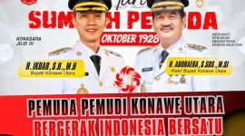 Peringatan Hari Sumpah Pemuda ke-97 Tahun, Bupati Konawe Utara, H. Ikbar, S.H., M.H., dan Wakil Bupati Konawe Utara, H. Abuhaera, S.Sos., M.Si., Pemuda Pemudi Konawe Utara Adaptif, Kreatif, Berintegritas, Bergerak Indonesia Bersatu, Selasa (28/10/2025).