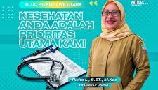 Plt Direktur BLUD RS Konawe Utara Riska L., S.ST., M.Kes. menegaskan komitmen pelayanan dengan moto “Kesehatan Anda Adalah Prioritas Utama Kami.”