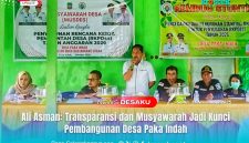 Suasana Musyawarah Desa (Musdes) Desa Paka Indah, Kecamatan Oheo, yang membahas penyusunan RKPDes dan agenda rembuk stunting untuk tahun anggaran 2026. Kepala Desa Paka Indah, Ali Asman, bersama perangkat desa dan pendamping, memimpin jalannya forum sebagai wujud transparansi dan partisipasi masyarakat dalam perencanaan pembangunan.