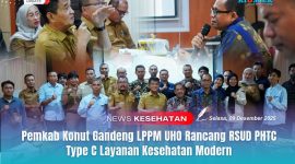 DESIGN RSUD PHTC TYPE C - Momen diskusi Pemkab Konawe Utara bersama Tim LPPM UHO dalam pembahasan rancangan RSUD PHTC Type C yang diolah dalam tampilan grafis untuk kebutuhan publikasi resmi di Ruang Aula Rapat BPKAD Konut, Selasa, (09/12/2025).