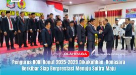 Ketua KONI Sulawesi Tenggara (Sultra), Andi Ady Aksar, resmi mengukuhkan Pengurus Komite Olahraga Nasional Indonesia (KONI) Kabupaten Konawe Utara (Konut) masa bakti 2025–2029 di Hotel Oheo, Kecamatan Andowia, Rabu (10/12/2025).