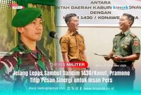 Komandan Kodim 1430/Konawe Utara (Konut), dari Letkol Arh Pramono, S.Sos., M.Han, bersama Bupati Konawe Utara, H. Ikbar, S.H., M.H., tertawa lepas usai disalah satu momen penandatanganan MoU antara Kodim dan Pemkab Konut.