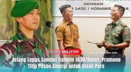 Komandan Kodim 1430/Konawe Utara (Konut), dari Letkol Arh Pramono, S.Sos., M.Han, bersama Bupati Konawe Utara, H. Ikbar, S.H., M.H., tertawa lepas usai disalah satu momen penandatanganan MoU antara Kodim dan Pemkab Konut.