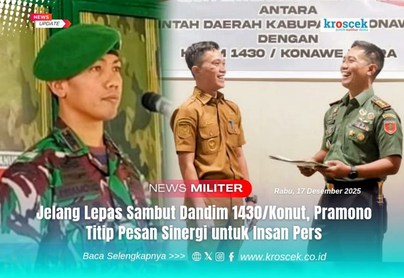 Komandan Kodim 1430/Konawe Utara (Konut), dari Letkol Arh Pramono, S.Sos., M.Han, bersama Bupati Konawe Utara, H. Ikbar, S.H., M.H., tertawa lepas usai disalah satu momen penandatanganan MoU antara Kodim dan Pemkab Konut.
