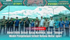 Bupati Konawe Utara, H. Ikbar, S.H., M.H.,  bersama Wali Kota Palopo, Hj. Naili Trisal, bersama masing-masing jajarannya berpose di sirkuit bertaraf Nasional, Ratona Motor Spor (RMS) Kota Palopo. Jum'at (19/12/2025).
