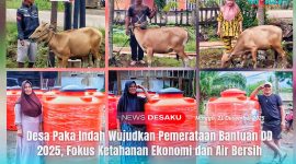 Warga Desa Paka Indah menerima bantuan ternak sapi dan tandon air bersih melalui Dana Desa (DD) Tahun Anggaran 2025 sebagai upaya pemerataan bantuan dan penguatan ketahanan ekonomi.