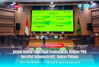 Kejati Sultra menyampaikan penegasan bahwa penindakan Satgas Penertiban Kawasan Hutan (PKH) di Sulawesi Tenggara bersifat administratif, bukan pidana, dalam konferensi pers di aula Kejati Sultra.