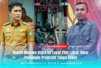 Bupati Konawe Utara, H. Ikbar, S.H., M.H (Kiri) tampil sebagai pemeran film horor lokal Arwah Pue Tuko (Cover tengah), dan Kepala Badan Perencanaan Pembangunan, Riset, dan Inovasi Daerah (Bapperida) Konawe Utara, Ir. La Ode Muhaimin, S.T., M.P.W (Kanan).