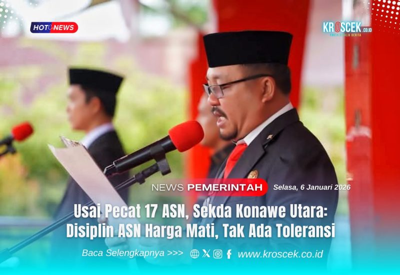 Sekretaris Daerah (Sekda) Kabupaten Konawe Utara (Konut), Dr. Safruddin, S.Pd., M.Pd., usai membacakan naskah disalah satu Upacara peringatan Nasional.