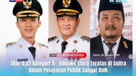 Bupati Konawe Utara, H. Ikbar, S.H., M.H., - Wakil Bupati Konawe Utara, H. Abuhaera, S.Sos., M.Si., - Sekretaris Daerah Konawe Utara, Dr. Safruddin, S.Pd., M.Pd.