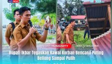 Bupati Konawe Utara, H. Ikbar, S.H., M.H., memberikan sambutannya dan arahan wejangan kepada korban angin puting beliung, dan meninjau langsung rumah warga yang mengalami kerusakan akibat bencana alam. Senin (12/1/2026).