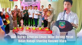 STUNTING - Bupati Konawe Utara, H. Ikbar menghadiri dan mendukung kegiatan Bakti Sosial IBI dalam rangka Hari Gizi Nasional ke-65 Tahun 2026 untuk pencegahan stunting.