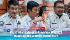 RAMADHAN dan MTQ 2026 - Bupati Konawe Utara Ikbar (Tengah) memimpin rapat dan menyampaikan arah kebijakan persiapan Ramadhan dan MTQ Tahun 2026 sebagai agenda prioritas daerah, digelar di Ruang Rapat Kantor Bupati Konawe Utara, Rabu (4/2/2026).Rabu (4/2/2026).