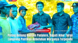 Bupati Konawe Utara, H. Ikbar, S.H., M.H, didampingi Wakil Bupati H. Abuhaera, S.Sos., M.Si, menyerahkan secara simbolis bantuan sembako kepada warga Desa Padalere Utama terdampak bencana angin puting beliung, Kamis (5/2/2026).