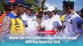 Wakil Ketua Komisi V DPR RI, Ir. Ridwan Bae (Topi Putih) bersama Bupati Konawe Utara, H. Ikbar, dan Wabup Konawe Utara, H. Abuhaera dan jajaran meninjau langsung lokasi terdampak Banjir Jalan Trans Sulawesi Sambandete pada Rabu lalu (9/4/2025), memastikan percepatan penanganan infrastruktur.