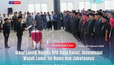 Bupati Konawe Utara, H. Ikbar, S.H., M.H., memimpin Pelantikan dan Pengambilan Sumpah/Janji Pejabat Pimpinan Tinggi Pratama, Pejabat Administrator, Pejabat Pengawas dan Pejabat Fungsional Kesehatan yang diberi tugas tambahan di Lingkungan Pemkab Konut, di Gedung Laika Konasara Kompleks Perkantoran, Kelurahan Wanggudu, Rabu (18/02/2026). Foto: Istimewa/Kroscek.co.id